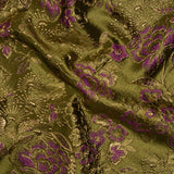 Metallic Brocade - Fuchsia, Olive Green and Gold Flower Garden