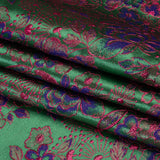 Metallic Brocade - Green, Blue and Hot Pink Flower Garden
