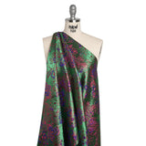 Metallic Brocade - Green, Blue and Hot Pink Flower Garden
