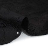 Polyester Brocade - Monochrome Black Floral Drawings