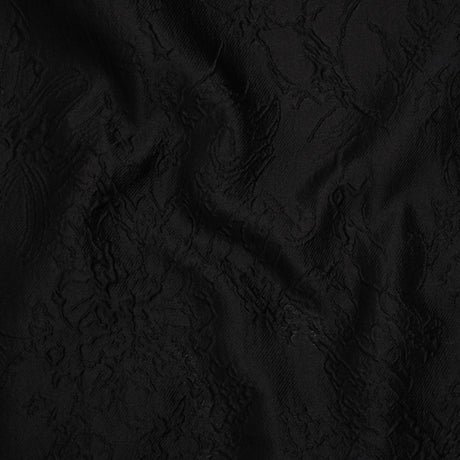 Polyester Brocade - Monochrome Black Floral Drawings