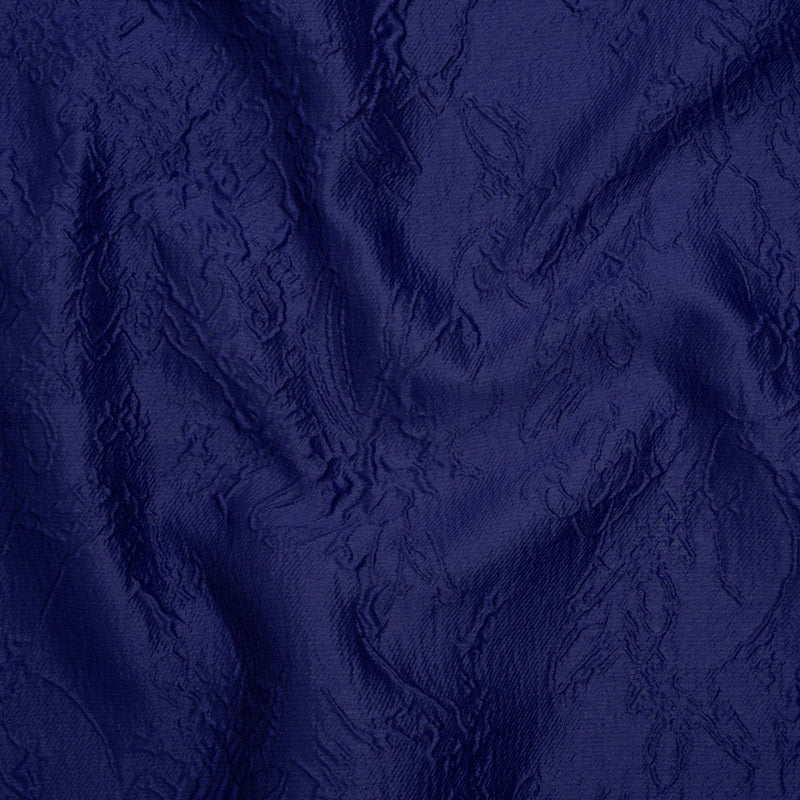 Polyester Brocade - Monochrome Bright Navy Floral Drawings