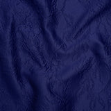 Polyester Brocade - Monochrome Bright Navy Floral Drawings