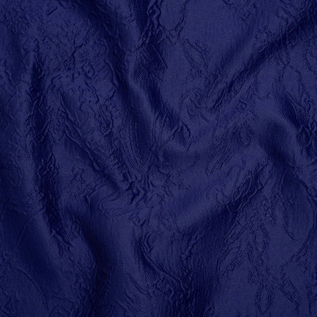 Polyester Brocade - Monochrome Bright Navy Floral Drawings