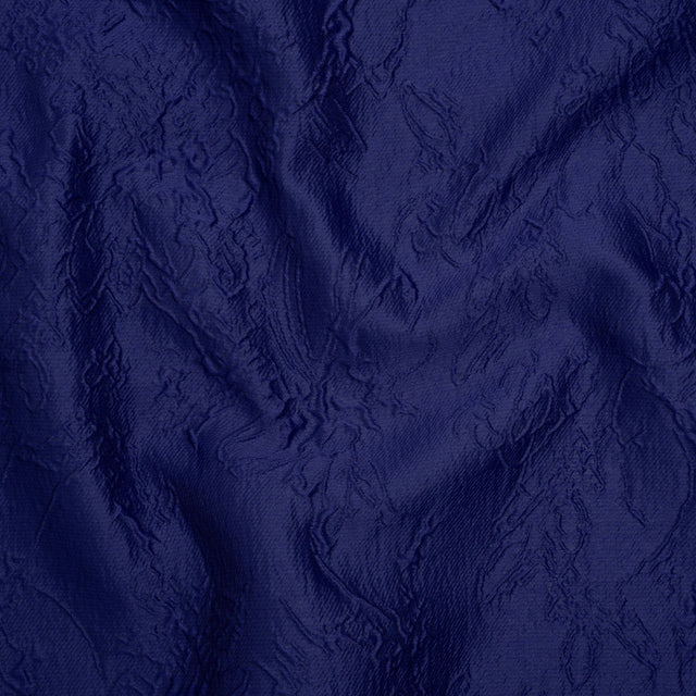 Polyester Brocade - Monochrome Bright Navy Floral Drawings