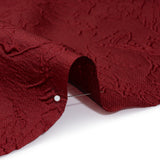 Polyester Brocade - Monochrome Wine Red Floral Drawings