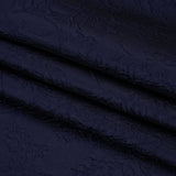 Polyester Brocade - Monochrome Midnight Navy Floral Drawings