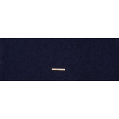 Polyester Brocade - Monochrome Midnight Navy Floral Drawings