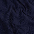 Polyester Brocade - Monochrome Midnight Navy Floral Drawings