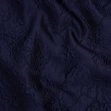 Polyester Brocade - Monochrome Midnight Navy Floral Drawings
