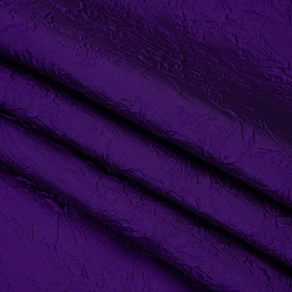 Polyester Brocade - Monochrome Purple Floral Drawings