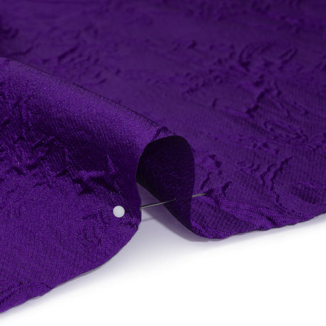 Polyester Brocade - Monochrome Purple Floral Drawings