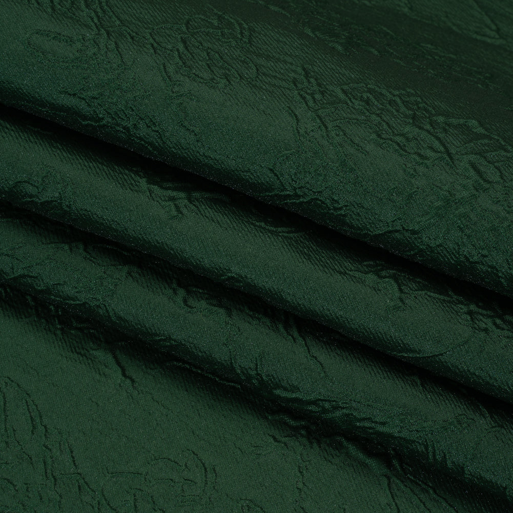 Polyester Brocade - Monochrome Dark Green Floral Drawings