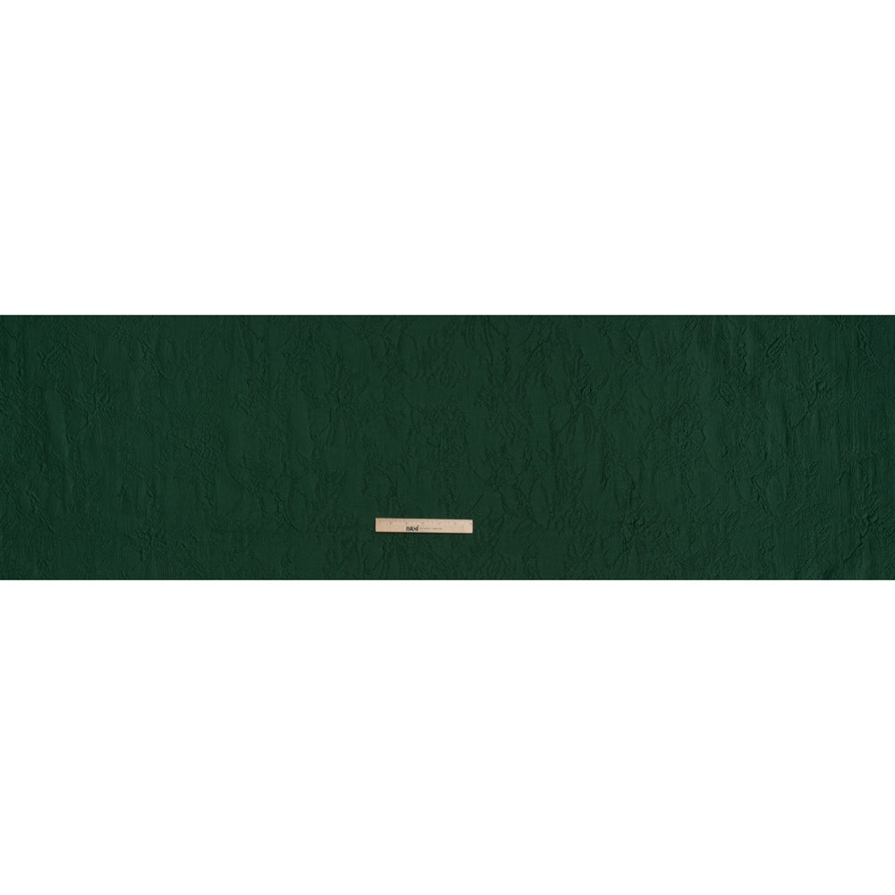 Polyester Brocade - Monochrome Dark Green Floral Drawings