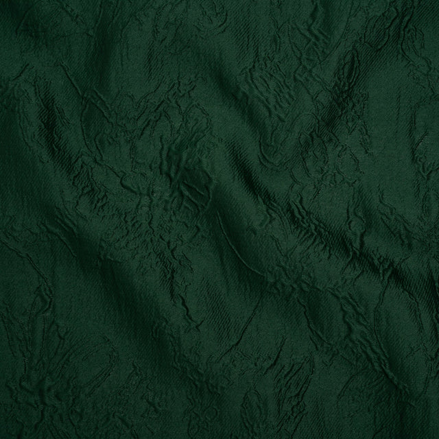 Polyester Brocade - Monochrome Dark Green Floral Drawings