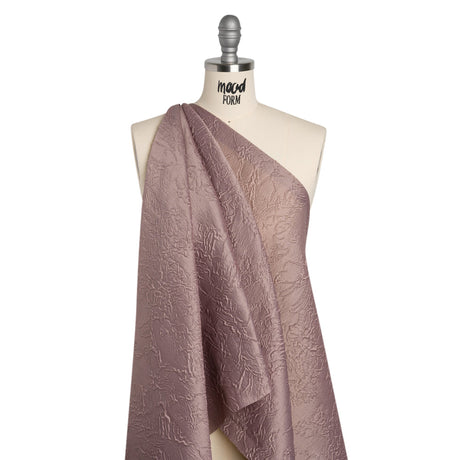 Polyester Brocade - Monochrome Mauve Floral Drawings