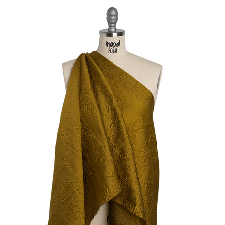 Polyester Brocade - Monochrome Gold Floral Drawings