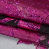 Metallic Burnout Brocade - Hot Pink, Black and Magenta Roses and Hyacinths