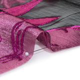Metallic Burnout Brocade - Hot Pink, Black and Magenta Roses and Hyacinths