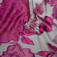 Metallic Burnout Brocade - Hot Pink, Black and Magenta Roses and Hyacinths