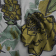Metallic Burnout Brocade - Sage, Olive Green and Black Roses and Hyacinths