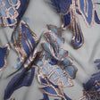 Metallic Burnout Brocade - Sky Blue, Navy and Rose Gold Roses and Hyacinths