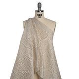 Polyester Brocade - Monochrome Light Beige Roses and Leaves
