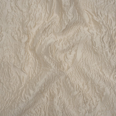 Polyester Brocade - Monochrome Light Beige Roses and Leaves