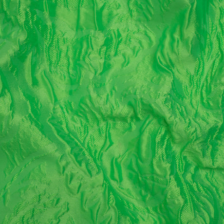 Polyester Brocade - Monochrome Lime Green Roses and Leaves