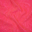 Polyester Brocade - Monochrome Neon Pink Roses and Leaves