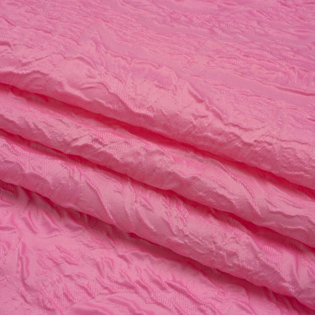 Polyester Brocade - Monochrome Pastel Pink Roses and Leaves