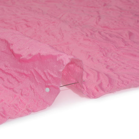 Polyester Brocade - Monochrome Pastel Pink Roses and Leaves