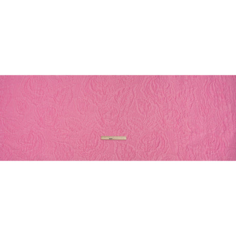 Polyester Brocade - Monochrome Pastel Pink Roses and Leaves