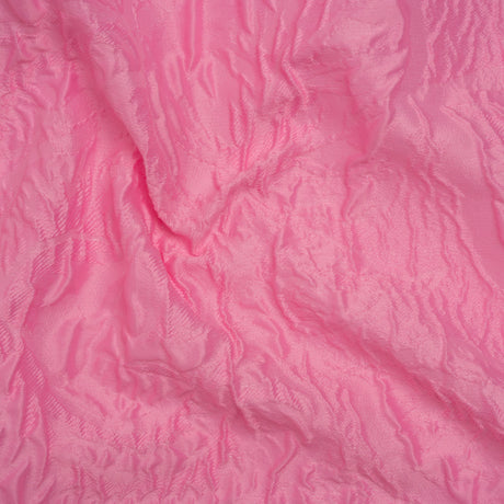 Polyester Brocade - Monochrome Pastel Pink Roses and Leaves