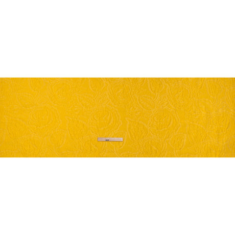 Polyester Brocade - Monochrome Sunshine Yellow Roses and Leaves