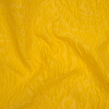 Polyester Brocade - Monochrome Sunshine Yellow Roses and Leaves