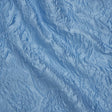 Polyester Brocade - Monochrome Sky Blue Roses and Leaves