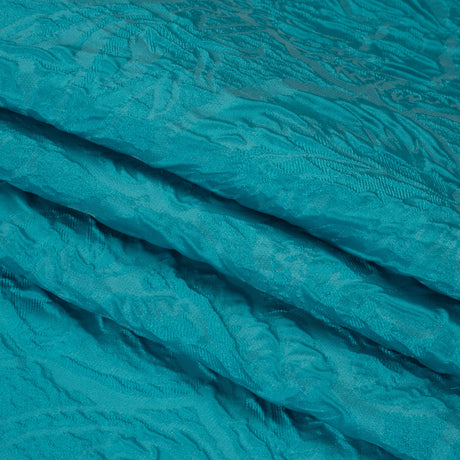 Polyester Brocade - Monochrome Turquoise Roses and Leaves