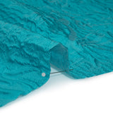 Polyester Brocade - Monochrome Turquoise Roses and Leaves