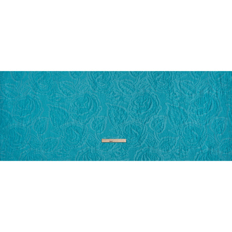 Polyester Brocade - Monochrome Turquoise Roses and Leaves