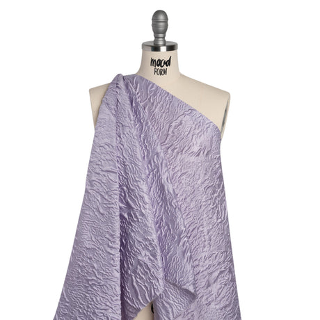 Polyester Brocade - Monochrome Lavender Roses and Leaves