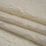 Polyester Brocade - Monochrome Ivory Roses and Leaves