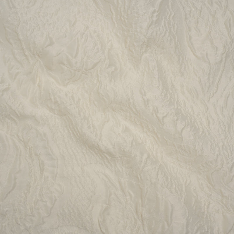 Polyester Brocade - Monochrome Ivory Roses and Leaves