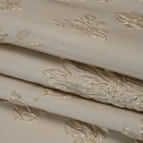 Metallic Brocade - Beige and Gold Blossoming Stems