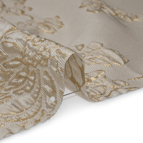 Metallic Brocade - Beige and Gold Blossoming Stems