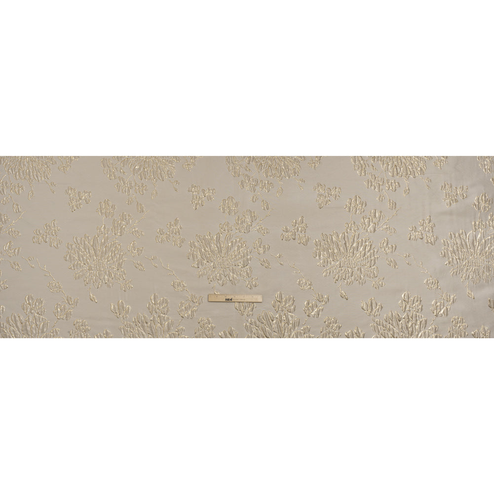 Metallic Brocade - Beige and Gold Blossoming Stems