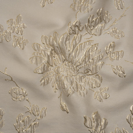 Metallic Brocade - Beige and Gold Blossoming Stems