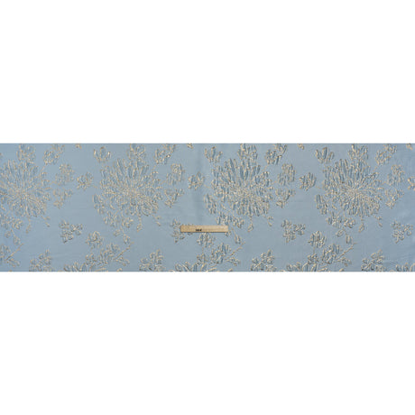 Metallic Brocade - Sky Blue and Gold Blossoming Stems