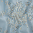Metallic Brocade - Sky Blue and Gold Blossoming Stems