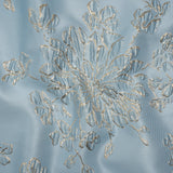 Metallic Brocade - Sky Blue and Gold Blossoming Stems
